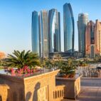 Panoramic view of Abu Dhabi Skyline at sunset, United Arab Emirates Von Bojan